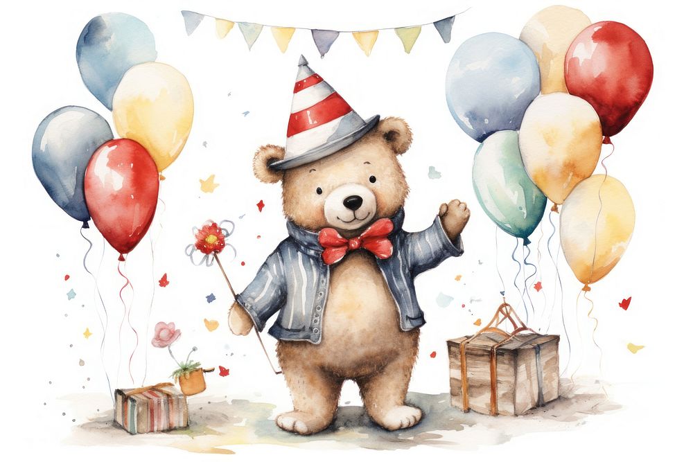 Bear circus doodle balloon cartoon cute.