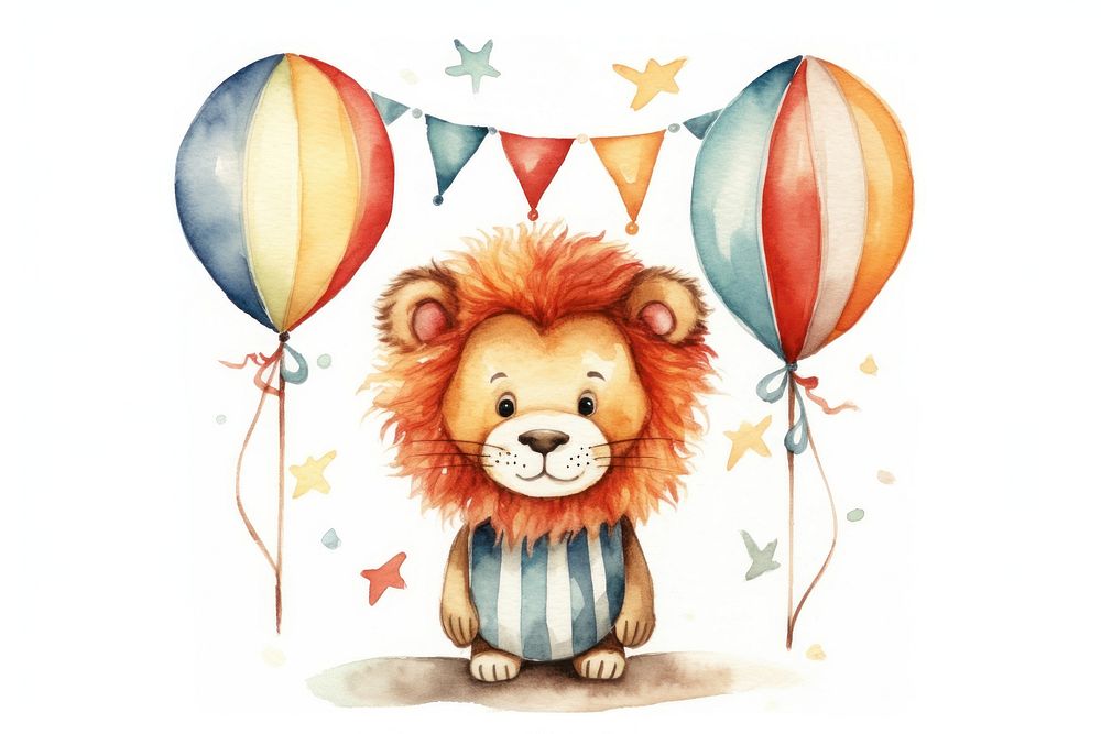 Lion circus doodle balloon cartoon nature.