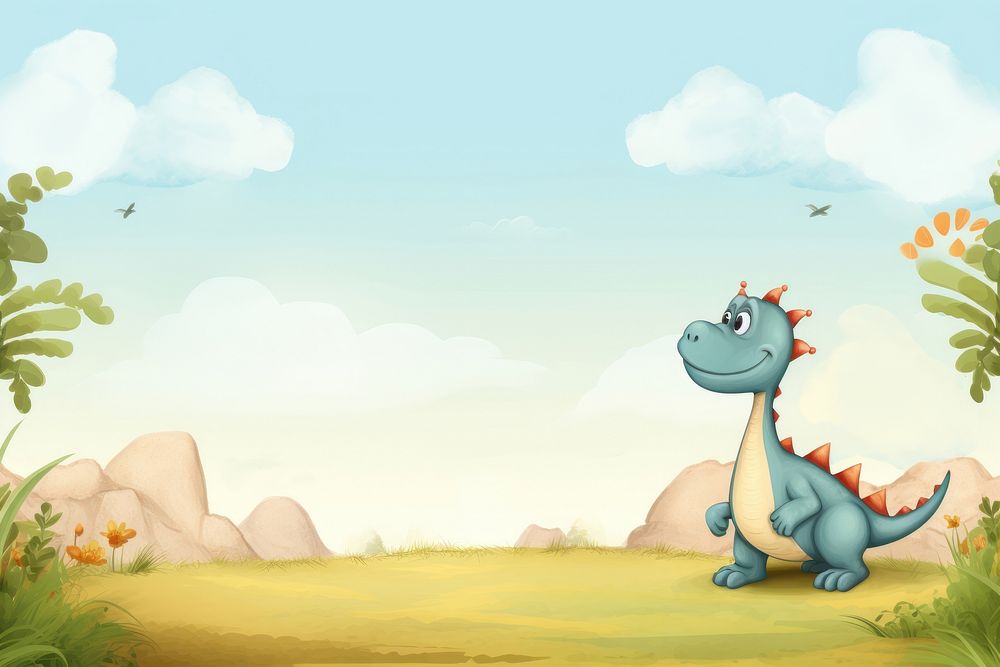 Dinosaur background cartoon outdoors animal.