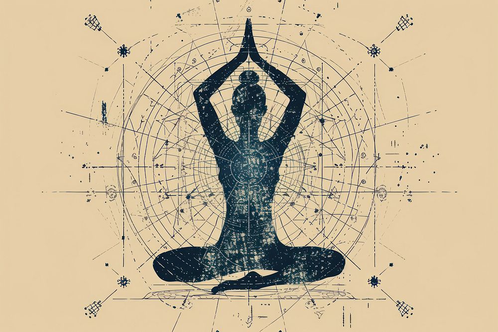 Yoga drawing cross-legged spirituality.