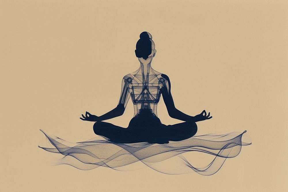 Yoga drawing spirituality cross-legged.