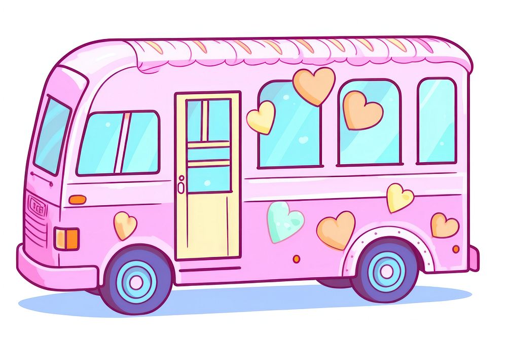 Doodle illustration bus vehicle cartoon van.
