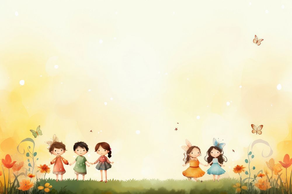 Fairy kids background outdoors cartoon togetherness.
