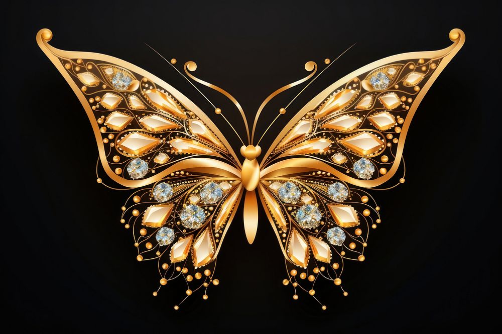Gold wings butterfly jewelry gold accessories.