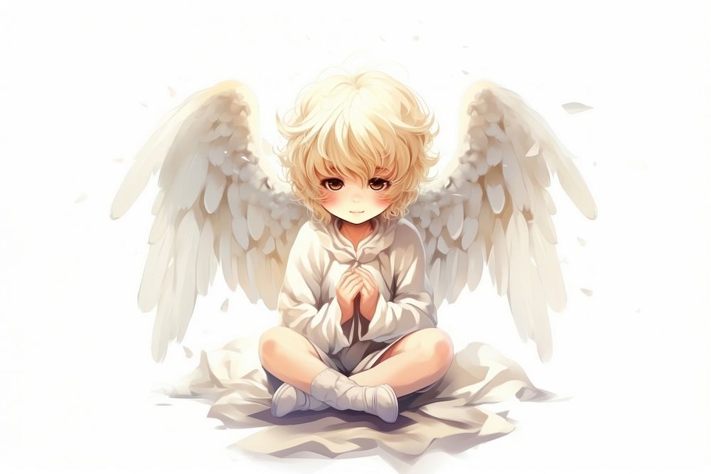 Child angel anime representation spirituality.