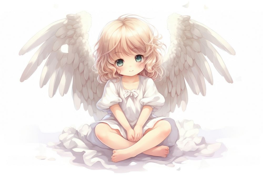 Child angel representation spirituality cross-legged.