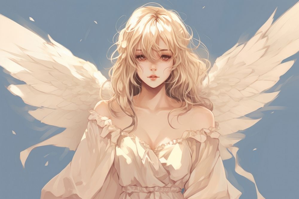 Female blond hair anime angel adult.