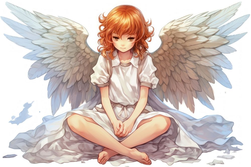 Female child angel anime adult representation.