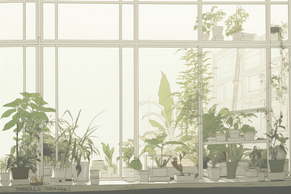 Indoor plant nature window architecture.