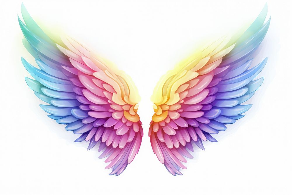 Rainbow angel wing pattern white background lightweight.