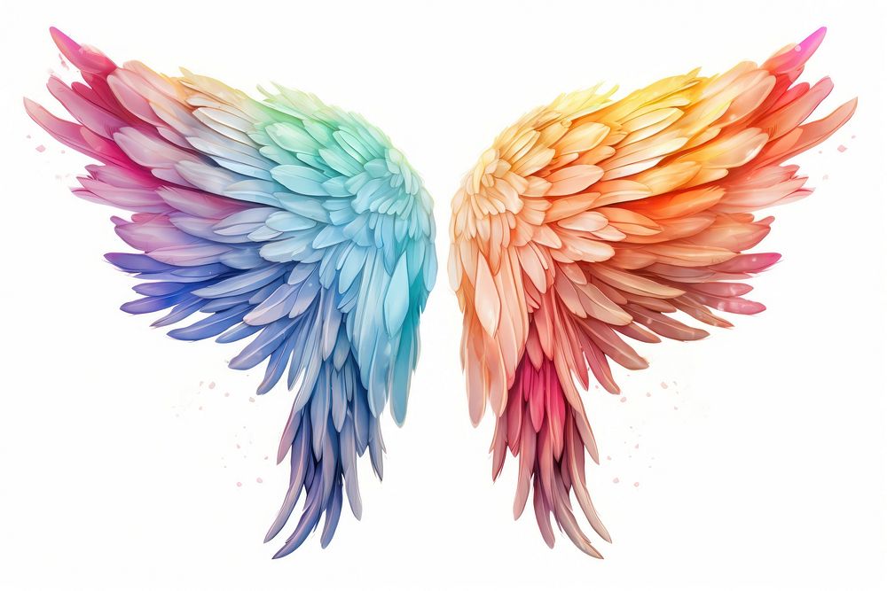 Rainbow angel wing bird white background lightweight.
