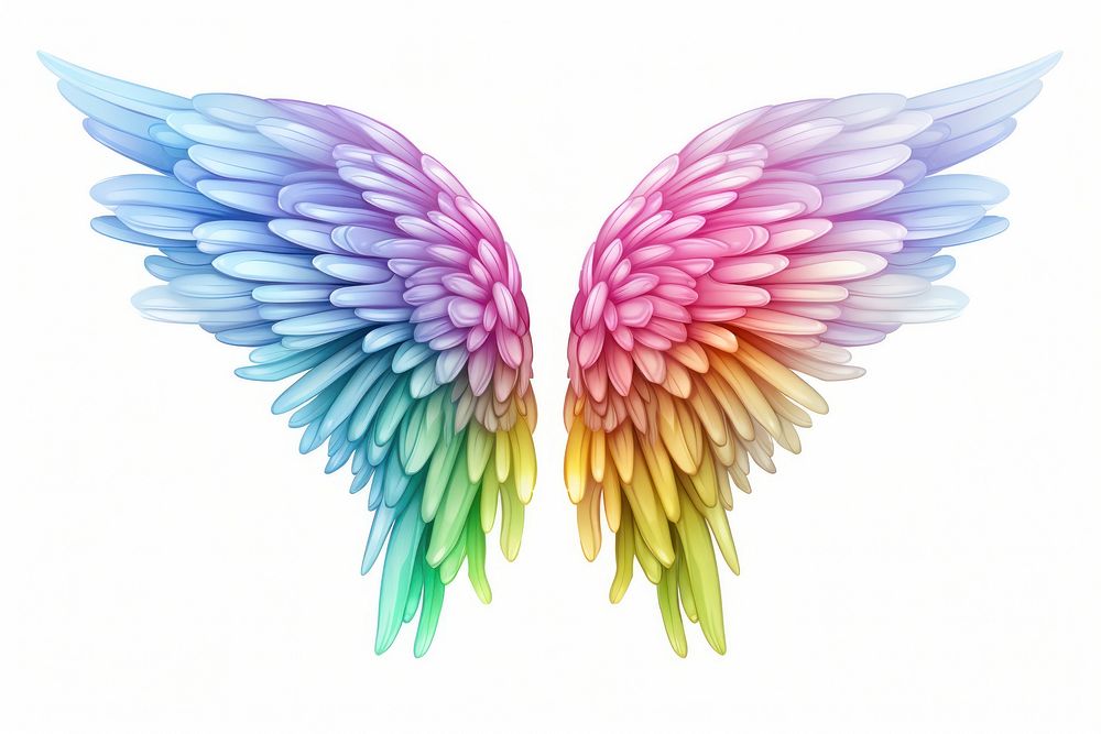 Rainbow angel wing white background lightweight creativity.