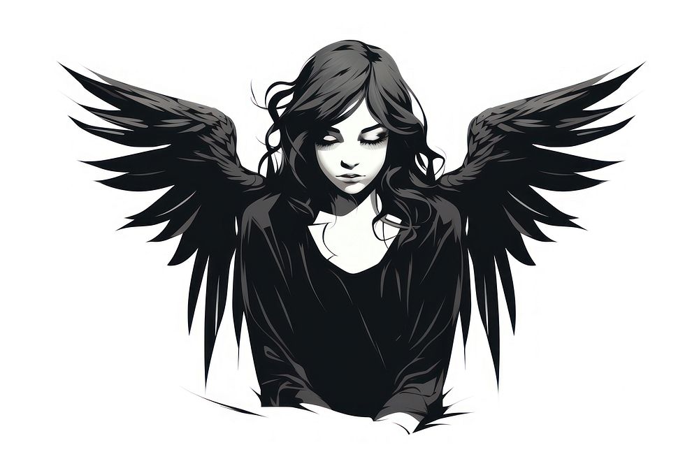 Angel adult black white background.