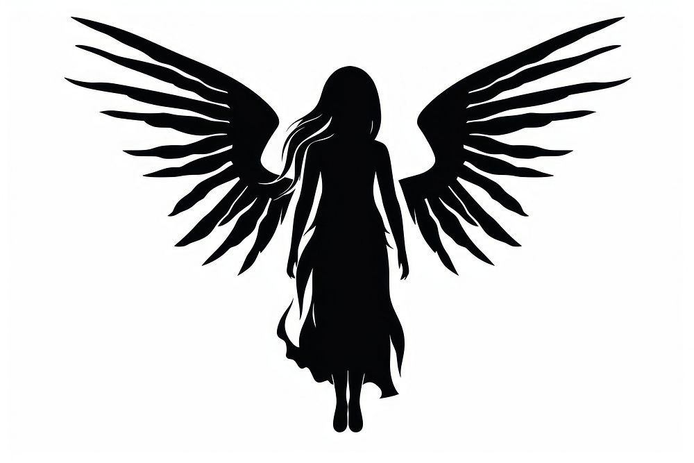 Angel silhouette black white.
