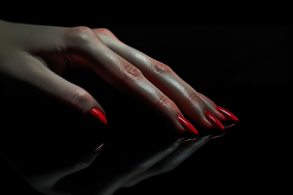 Woman hand with red nail monochrome finger adult.