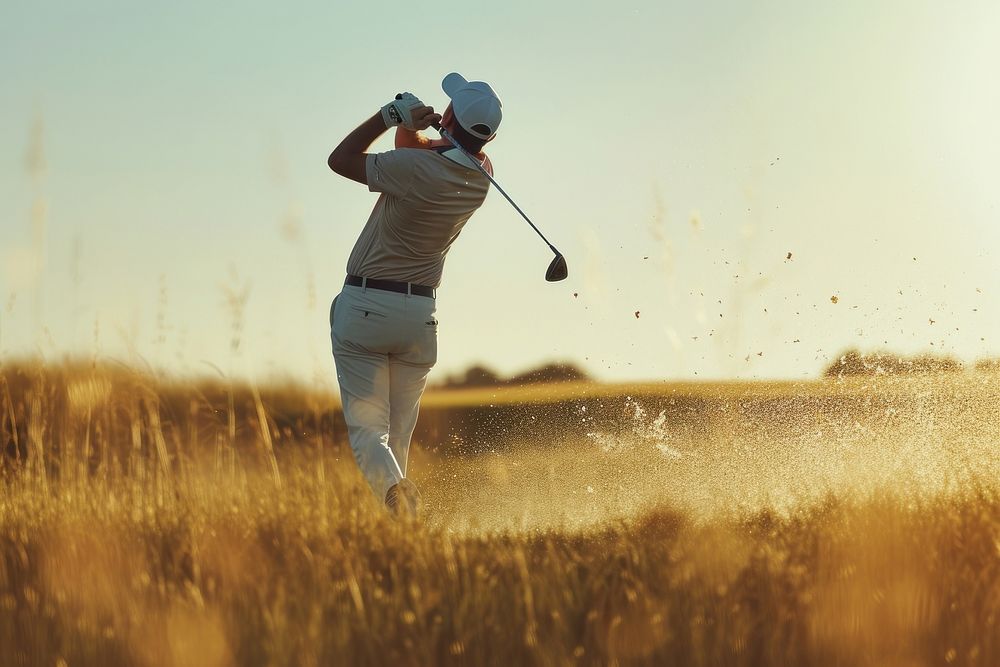 Male golf player on professional golf course outdoors sports nature.