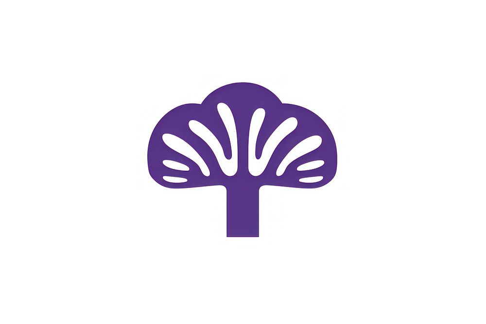 Mushroom linocut purple plant logo.
