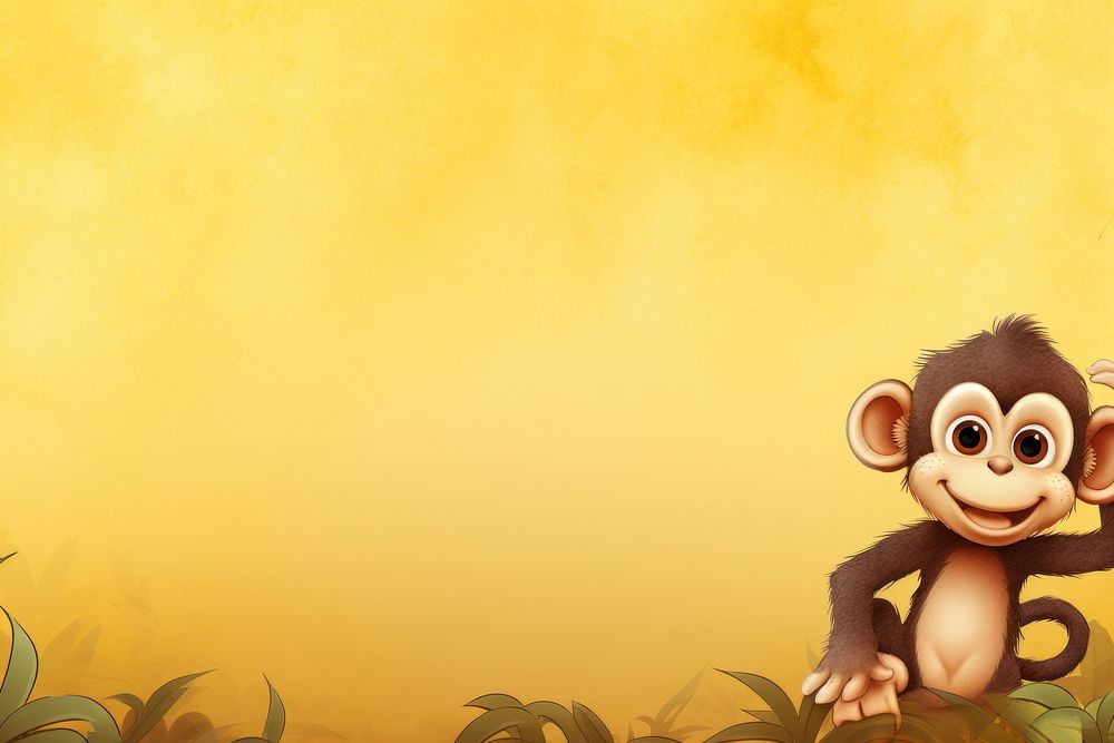 Monkey background cartoon yellow chimpanzee.