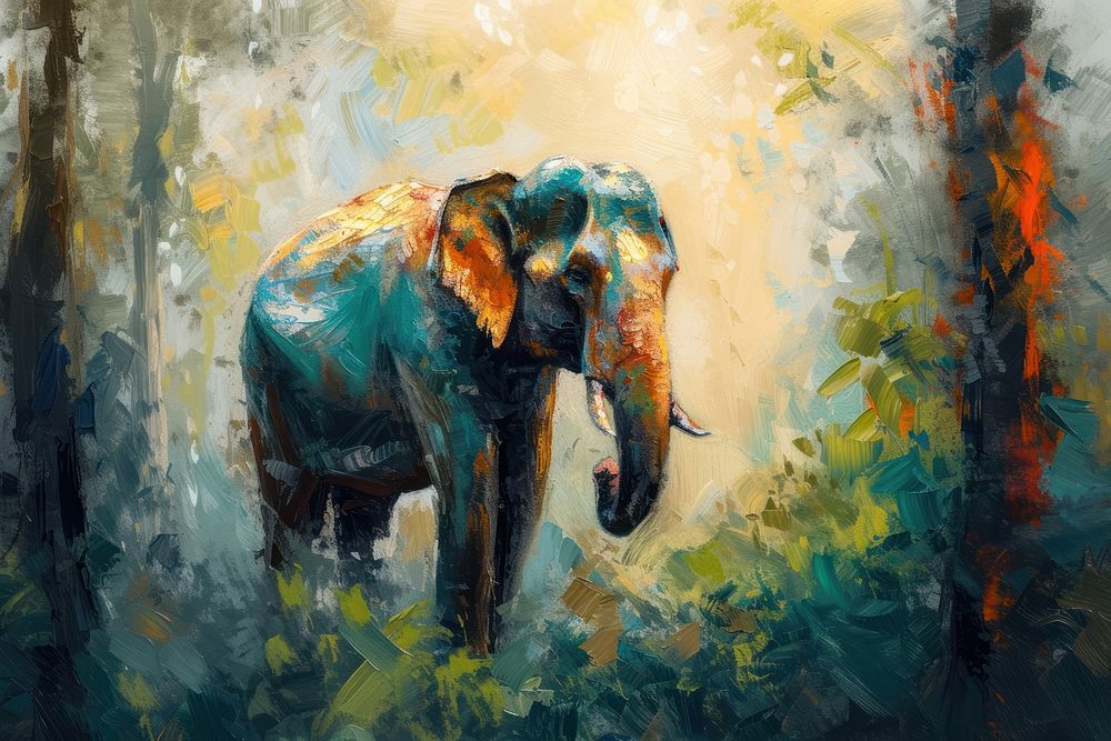 Elephant painting wildlife outdoors.