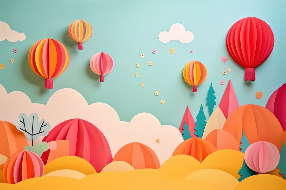 Paper kids background art backgrounds balloon.