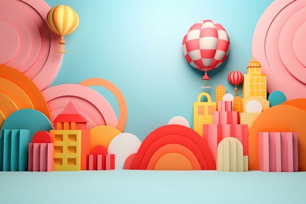 Paper playground background art balloon cartoon.