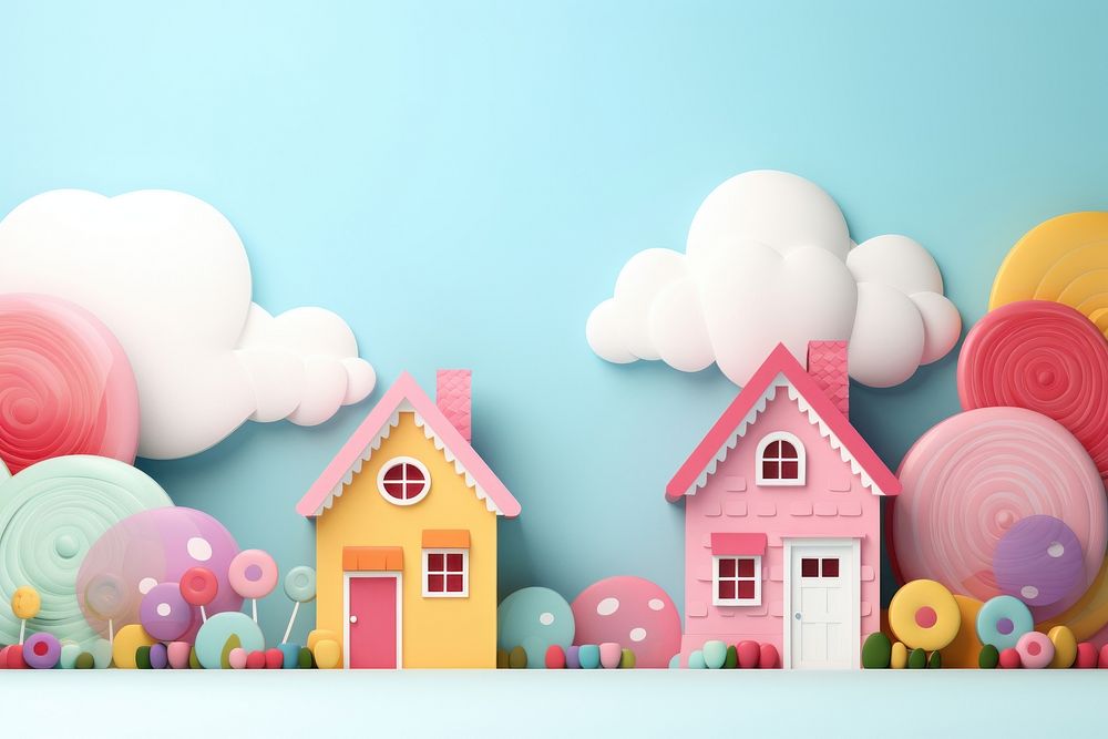 Paper sweet house background outdoors cartoon sweets.
