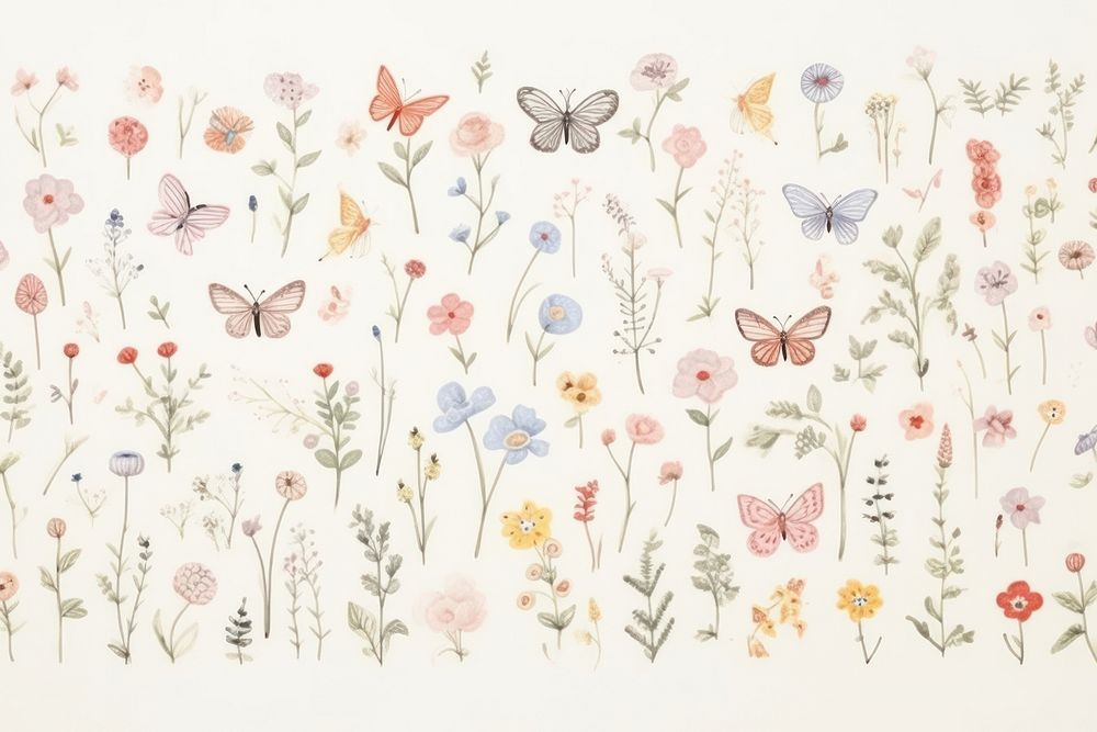 Pastel pencil texture illustration butterfly pattern drawing.