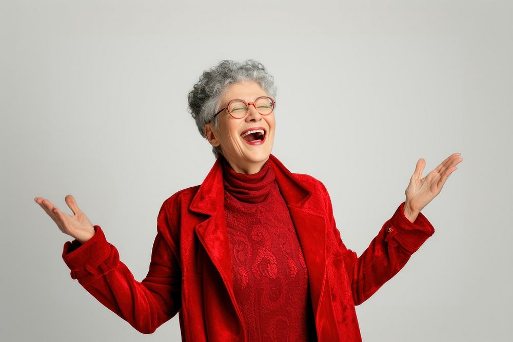 Joyful mature women people adult white background retirement.