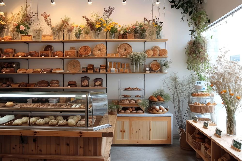 Bakery shop bread plant food.