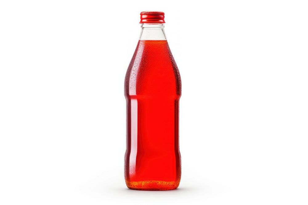 Bottle of soft drink white background refreshment container.