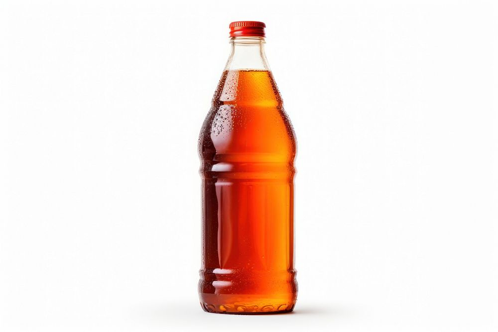 Bottle of soft drink beer white background refreshment.