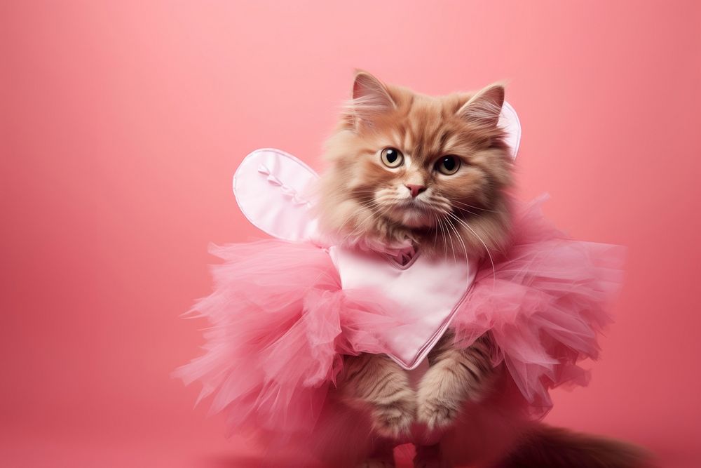 Cat wearing cupid costume portrait animal mammal.