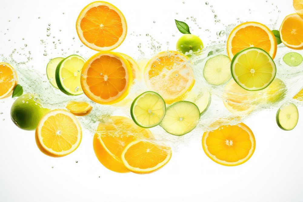 Photo of flying citrus fruits backgrounds grapefruit lemon.