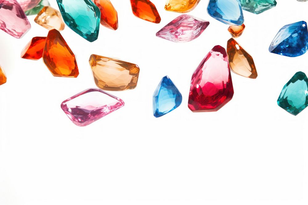 Photo of flying gemstones backgrounds jewelry white background.