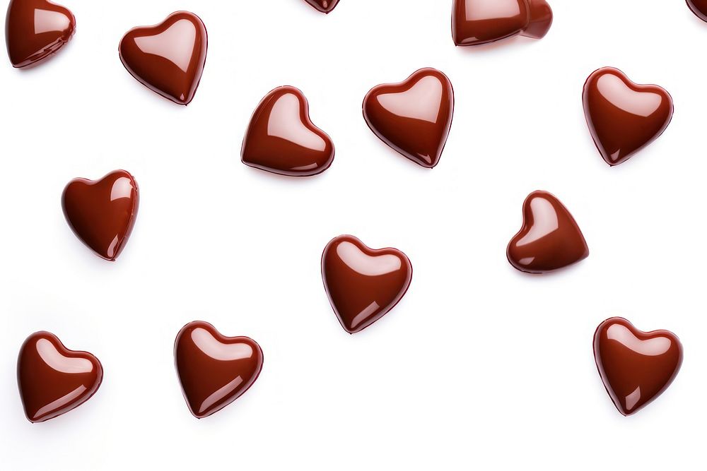 Photo of flying heart shape chocolates confectionery backgrounds food.