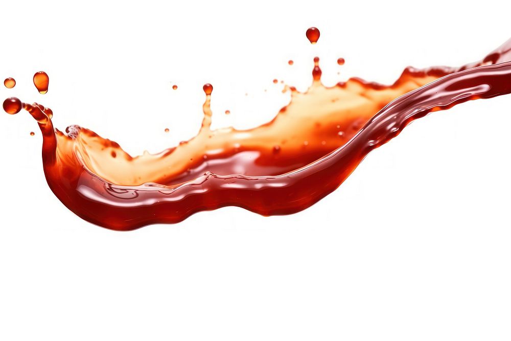 Photo of flying sauce red white background refreshment.