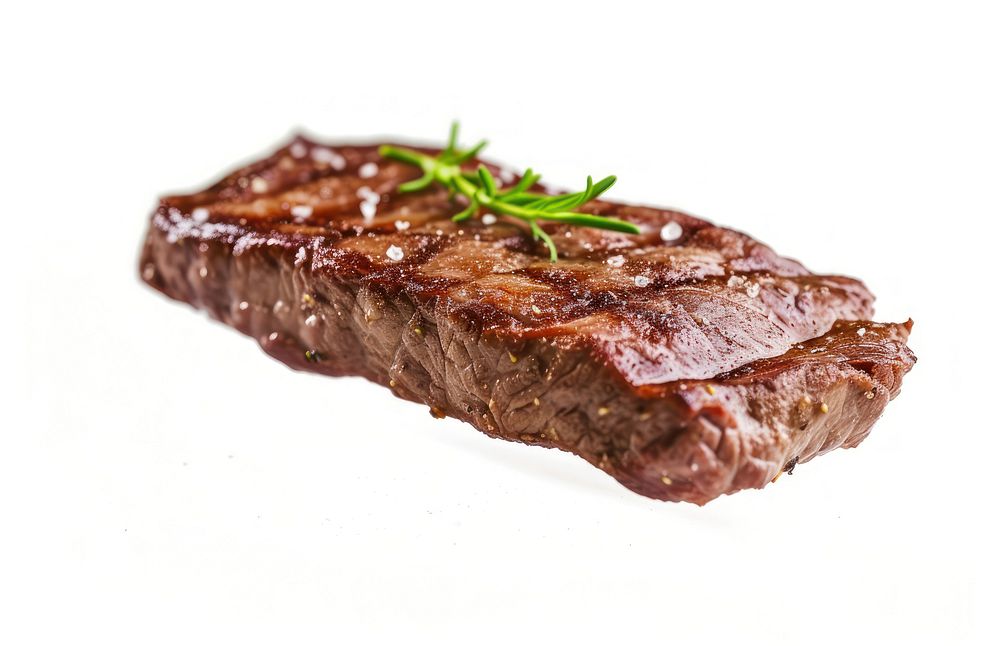 Photo of flying Steak cooked steak meat beef.