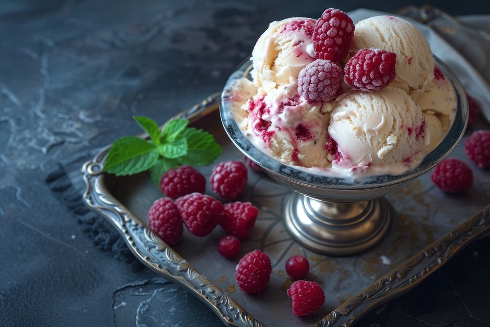 Ice cream dessert food strawberry.