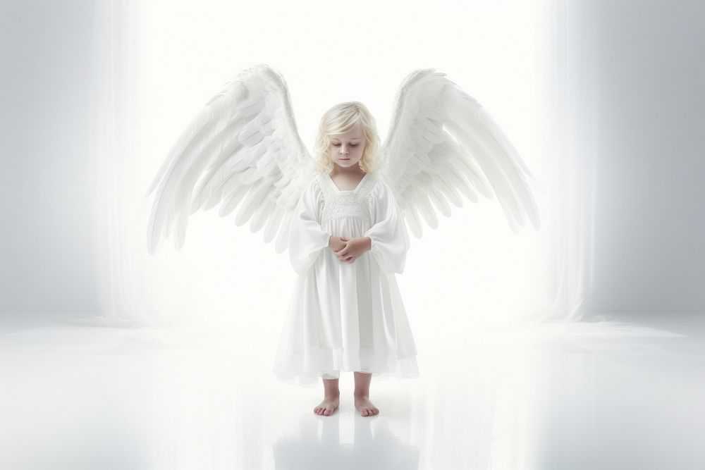 Little white guardian angel child spirituality innocence.