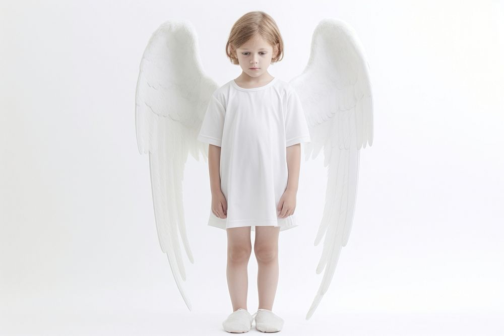 Little white guardian angel child white background innocence.