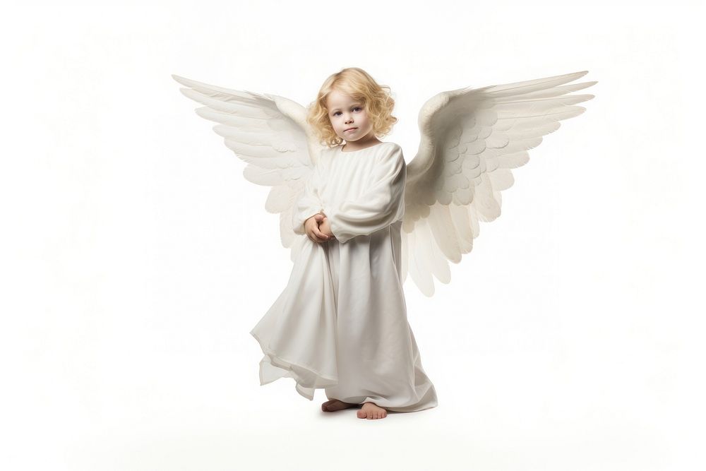 Little white guardian angel child white background spirituality.