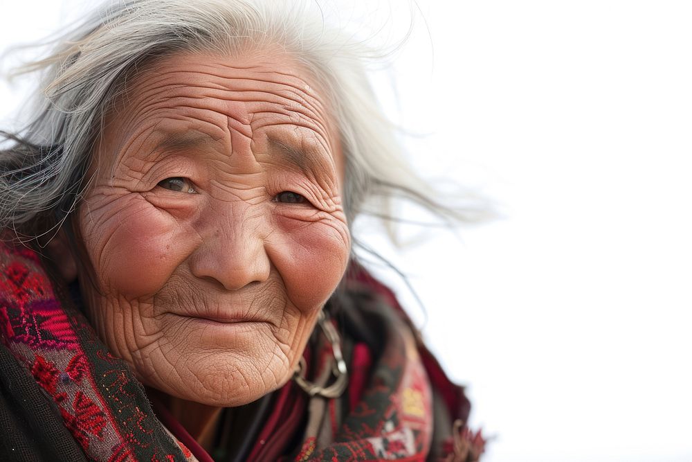 Tibetan people portrait smiling adult.
