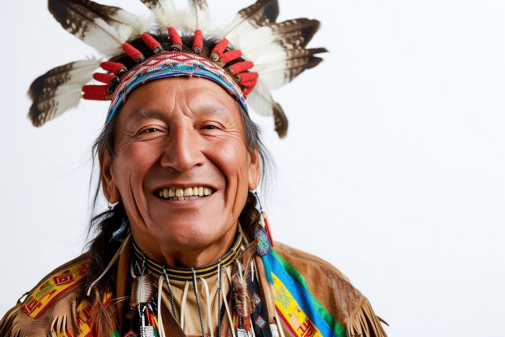 Native-american people portrait smiling tribe.