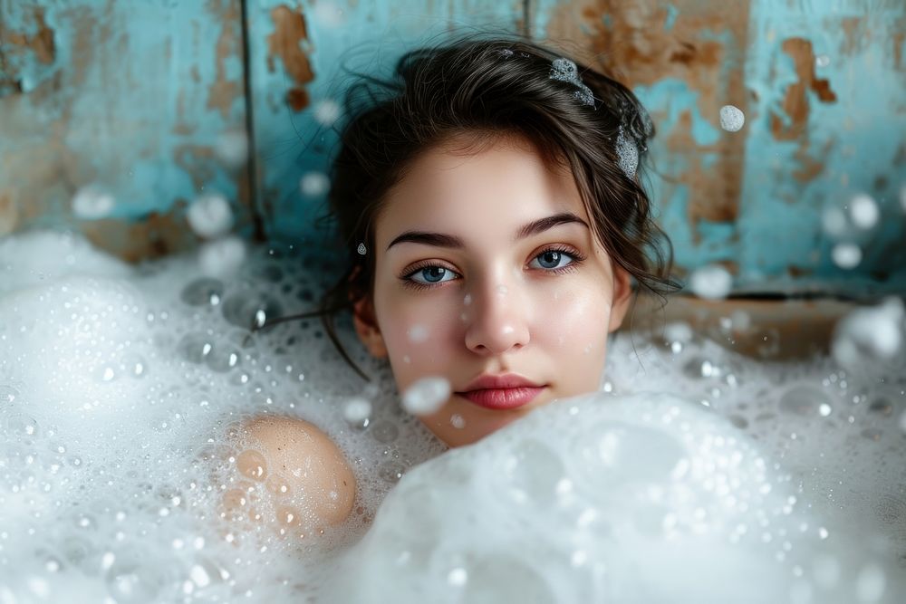 Woman in a bathtub portrait adult relaxation.