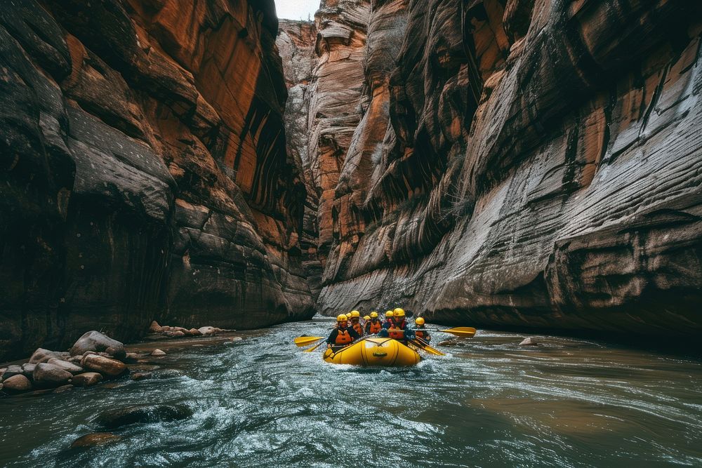 Rafting canyon recreation adventure.