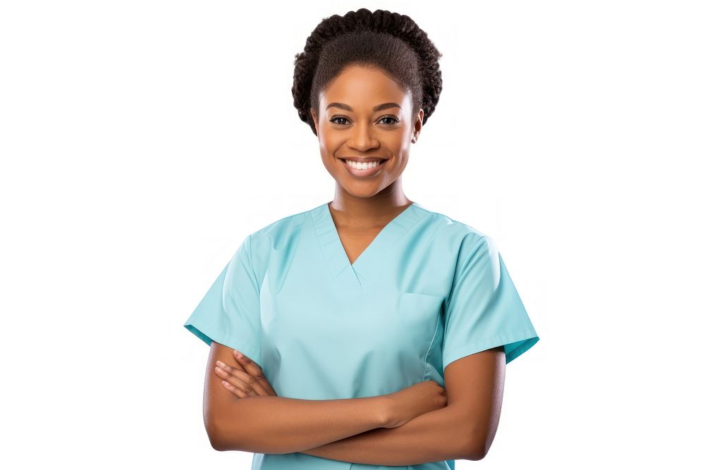 Nurse smile white background stethoscope.
