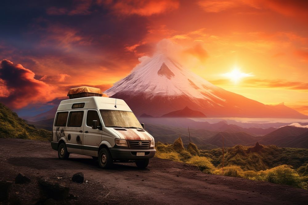 Camping van landscape outdoors vacation.