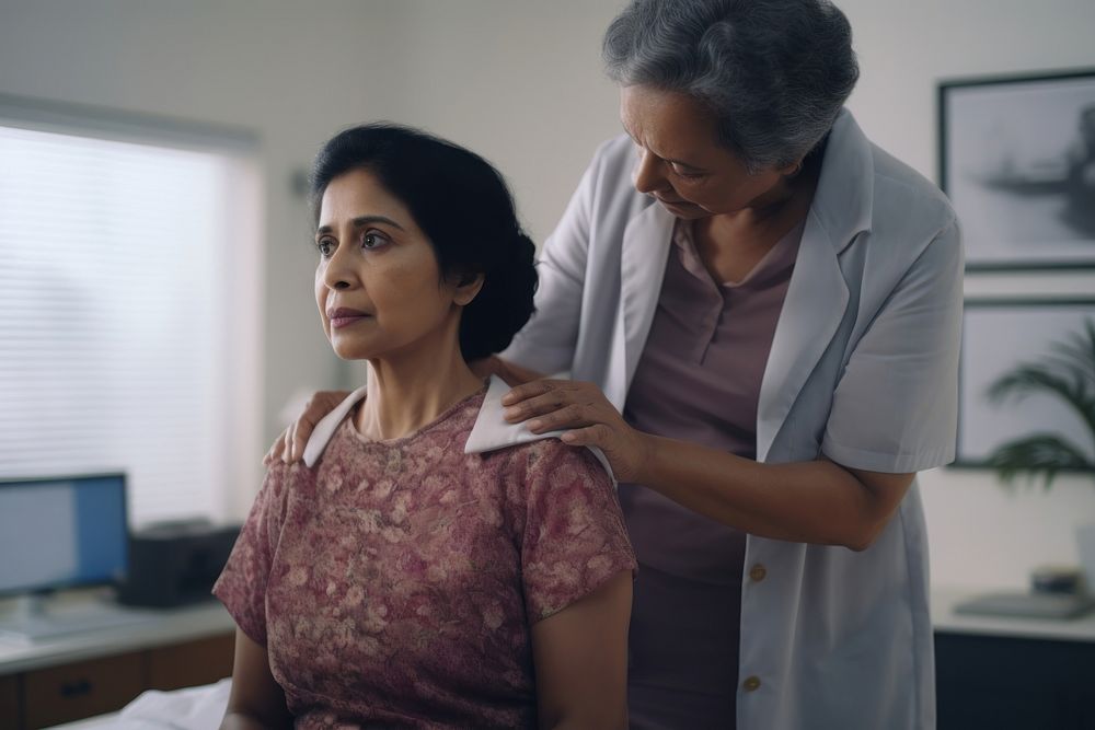 Endocrinology Doctor Examining Senior indian Woman adult woman togetherness.