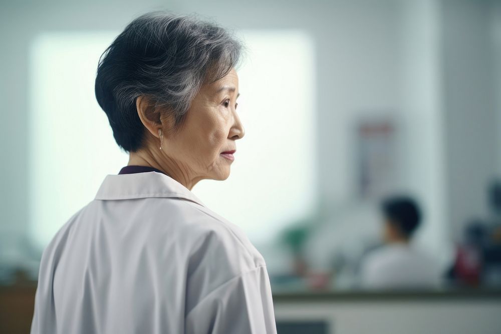 Endocrinology Doctor Examining Senior Chinese Woman adult woman contemplation.