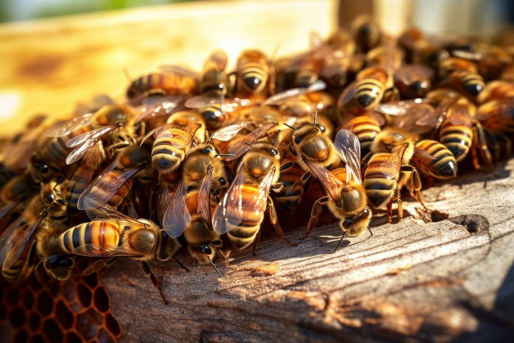 Swarm of honeybees beehive animal hornet.